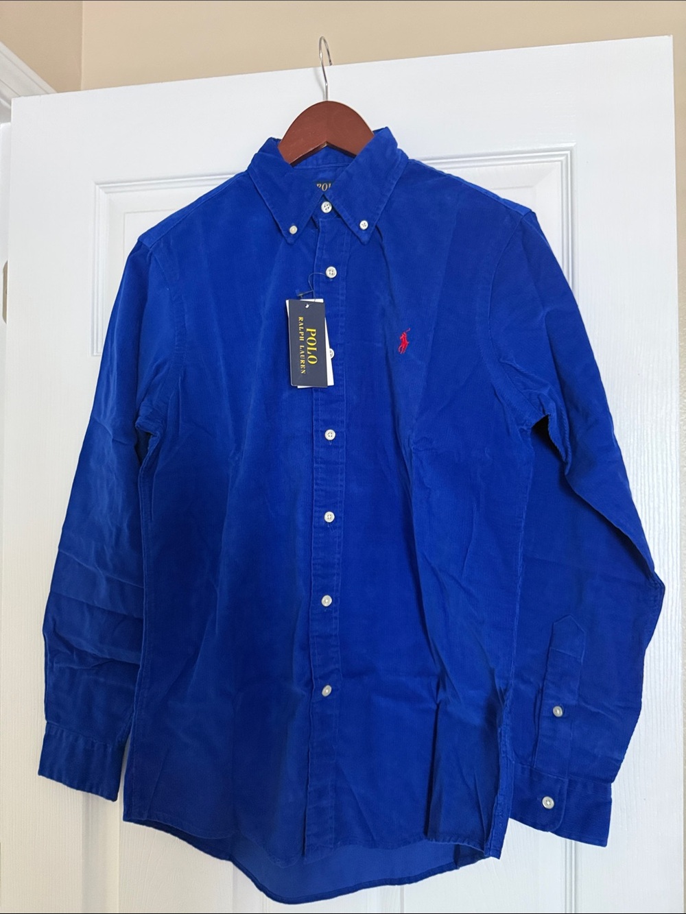 Polo by Ralph Lauren Royal Blue Corduroy Button-Down Shirt with Red Pony